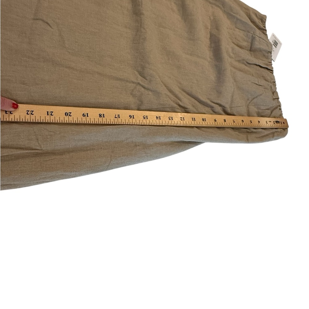 WeWoreWhat Revolve Tan Linen Blend A-Line Midi Strapless in SAFARI Pockets! Med - Picture 12 of 16